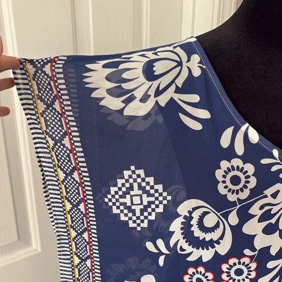 Cupshe Blue and White Boxy Tunic Coverup - Picture 3 of 12